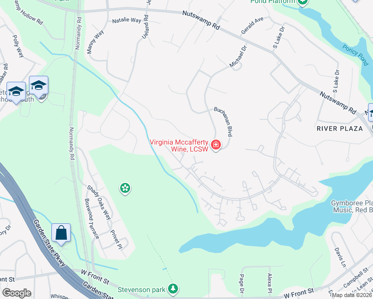 map of restaurants, bars, coffee shops, grocery stores, and more near 631 Buchanan Boulevard in Red Bank