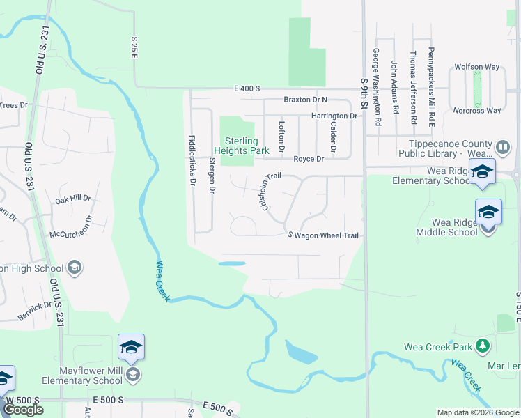 map of restaurants, bars, coffee shops, grocery stores, and more near 4510 Chisholm Trail in Lafayette