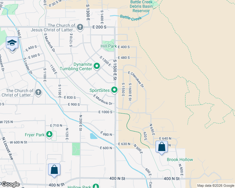 map of restaurants, bars, coffee shops, grocery stores, and more near 1530 East 720 South Street in Pleasant Grove