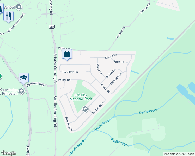 map of restaurants, bars, coffee shops, grocery stores, and more near 22 Krebs Road in Middlesex County
