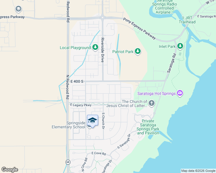 map of restaurants, bars, coffee shops, grocery stores, and more near 427 South Sunland Way in Saratoga Springs