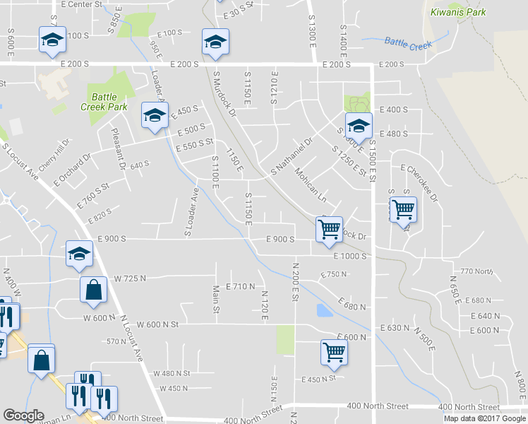 map of restaurants, bars, coffee shops, grocery stores, and more near 626 South in Pleasant Grove