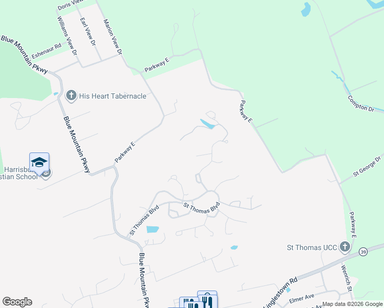 map of restaurants, bars, coffee shops, grocery stores, and more near 6120 Forrestal Circle in Harrisburg