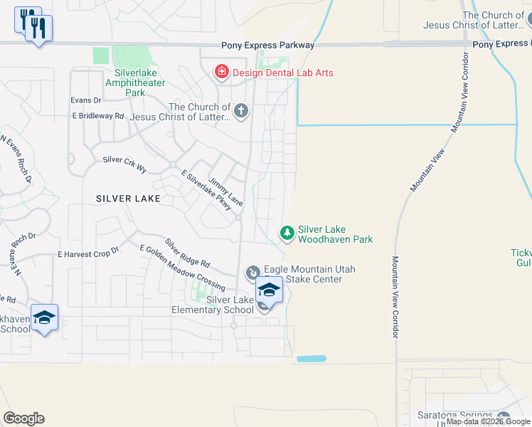 map of restaurants, bars, coffee shops, grocery stores, and more near 7471 North Hutch Lane in Eagle Mountain