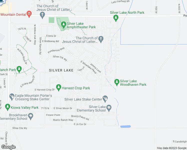 map of restaurants, bars, coffee shops, grocery stores, and more near 4674 Foxwood Drive in Eagle Mountain