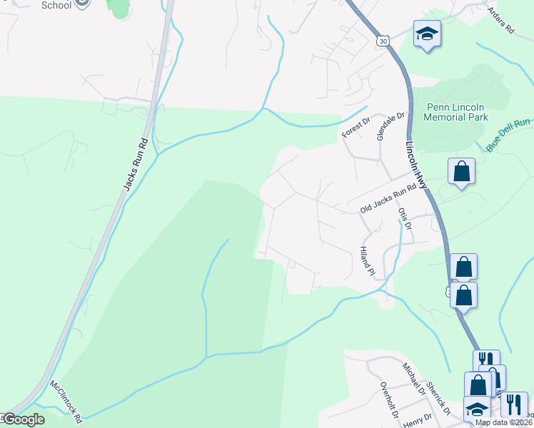 map of restaurants, bars, coffee shops, grocery stores, and more near 14730 Catherine Street in Irwin