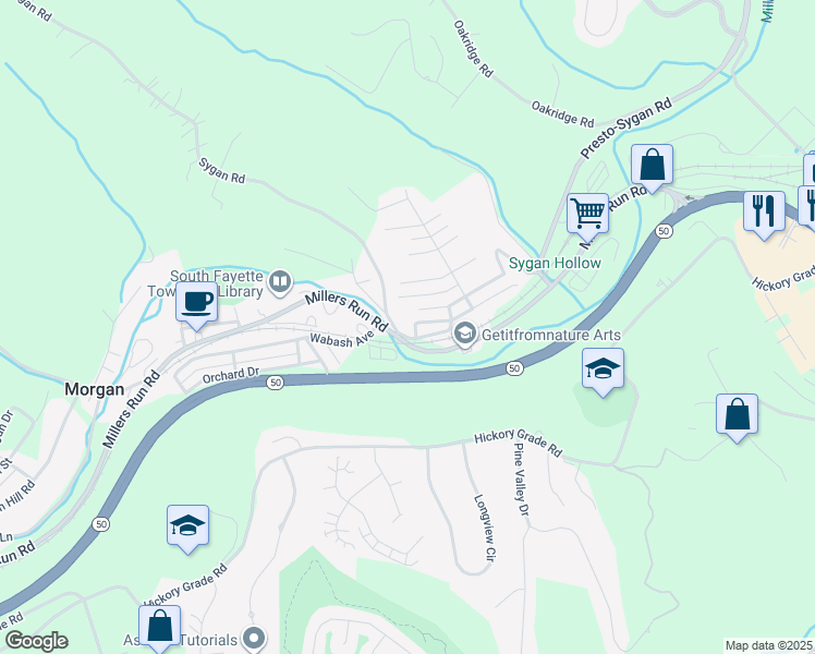 map of restaurants, bars, coffee shops, grocery stores, and more near 683 1st Avenue in Bridgeville