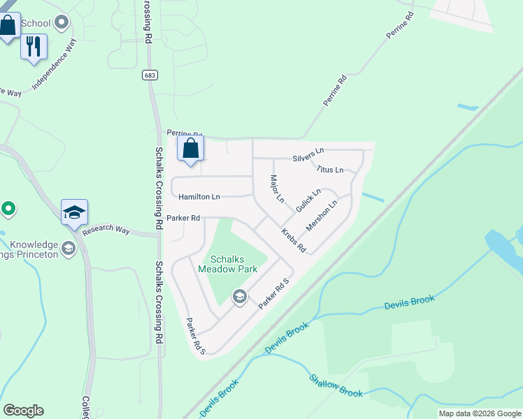 map of restaurants, bars, coffee shops, grocery stores, and more near 22 Krebs Road in Middlesex County