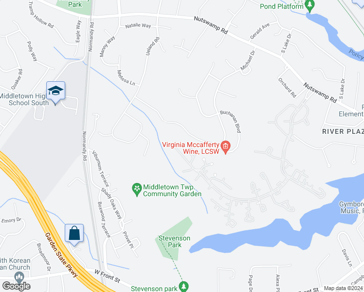 map of restaurants, bars, coffee shops, grocery stores, and more near 14 Western Reach in Red Bank