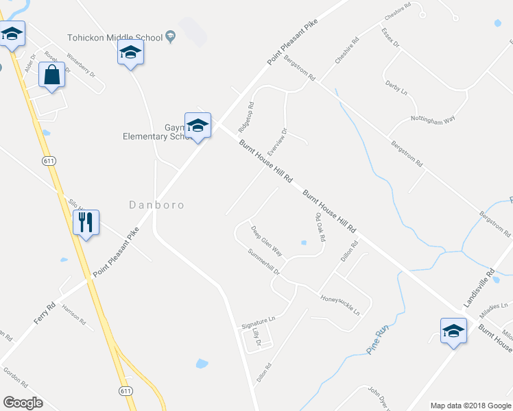 map of restaurants, bars, coffee shops, grocery stores, and more near 4576 Summerhill Drive in Doylestown