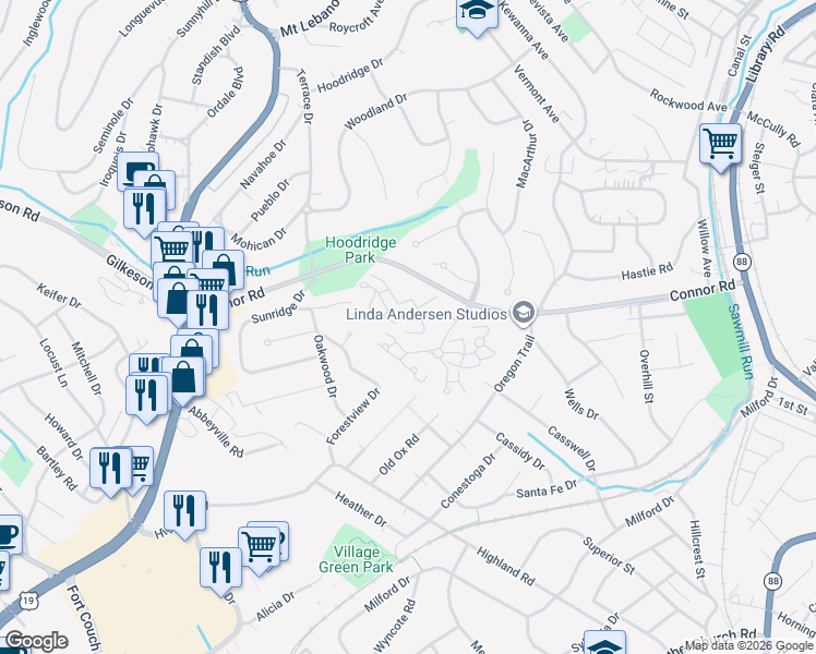 map of restaurants, bars, coffee shops, grocery stores, and more near 310 Kingsberry Cir in Pittsburgh