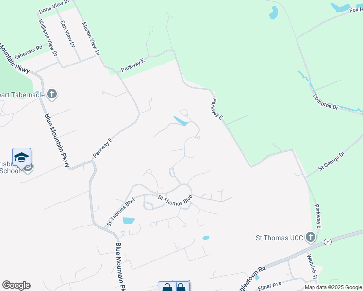map of restaurants, bars, coffee shops, grocery stores, and more near 6114 Forrestal Circle in Harrisburg