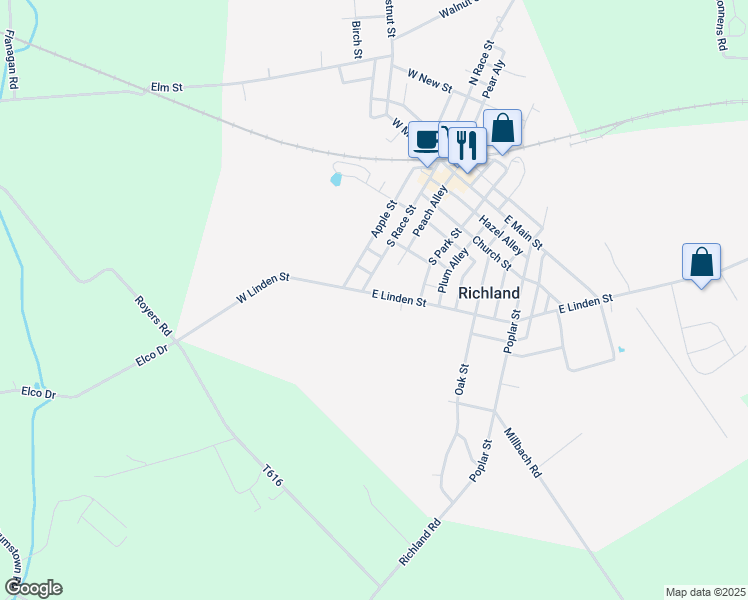 map of restaurants, bars, coffee shops, grocery stores, and more near 4 East Linden Street in Richland