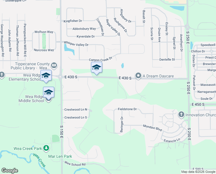 map of restaurants, bars, coffee shops, grocery stores, and more near 1905 East 430 South in Lafayette