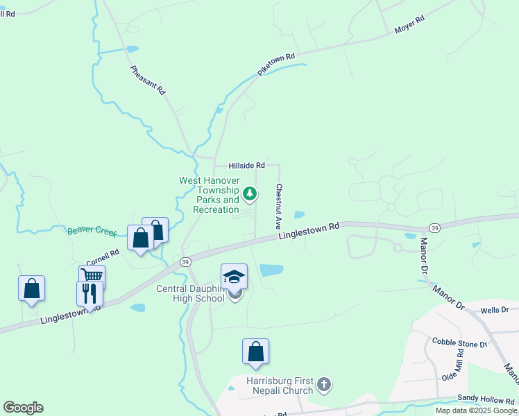 map of restaurants, bars, coffee shops, grocery stores, and more near 617 Walnut Avenue in Linglestown