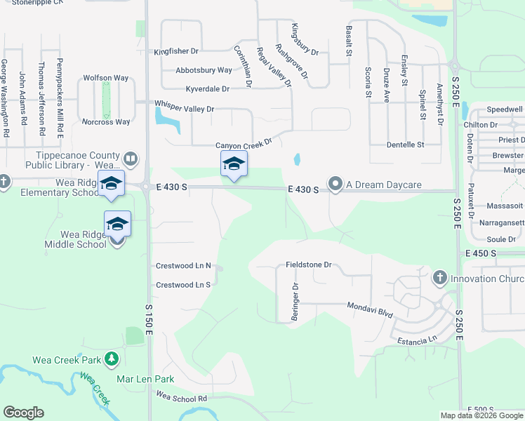 map of restaurants, bars, coffee shops, grocery stores, and more near 1905 East 430 South in Lafayette