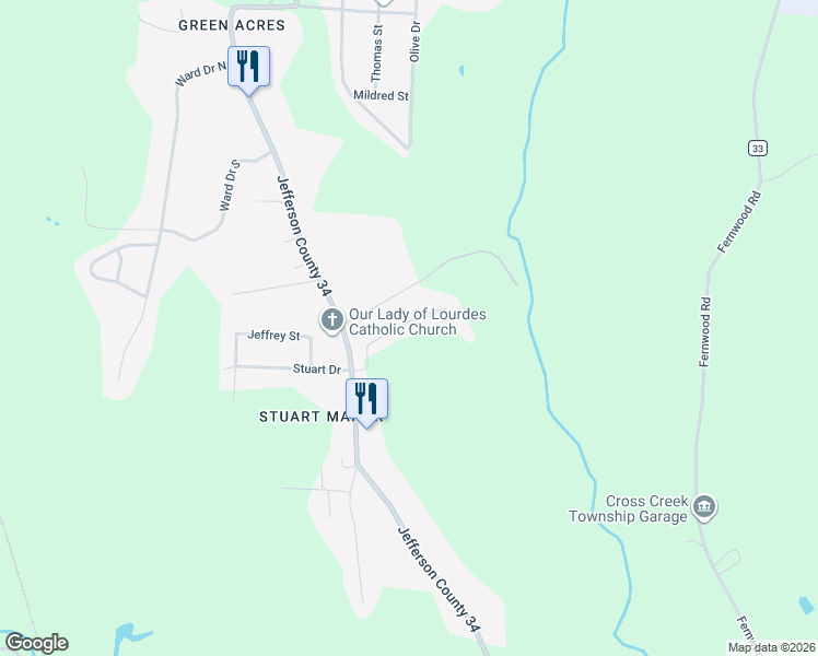 map of restaurants, bars, coffee shops, grocery stores, and more near 259 Skyview Drive in Steubenville