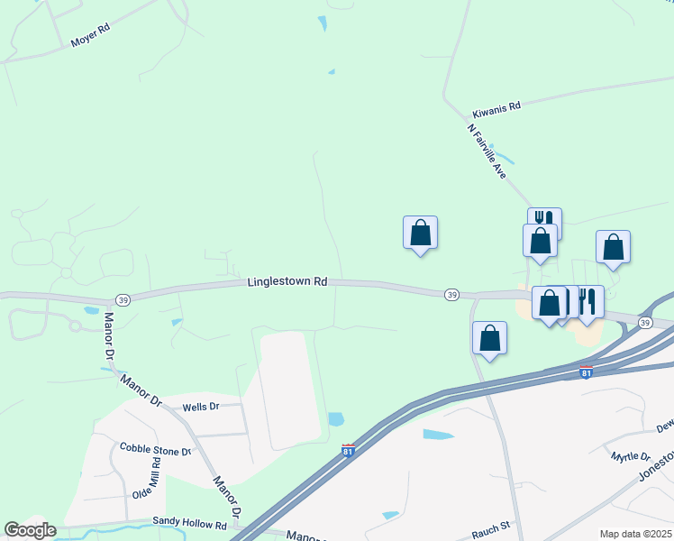 map of restaurants, bars, coffee shops, grocery stores, and more near 7548 Linglestown Road in Harrisburg