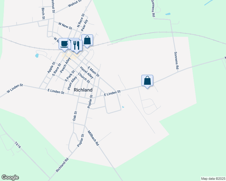 map of restaurants, bars, coffee shops, grocery stores, and more near 222 East Main Street in Richland