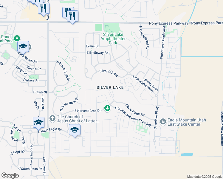 map of restaurants, bars, coffee shops, grocery stores, and more near 7513 Addison Avenue in Eagle Mountain
