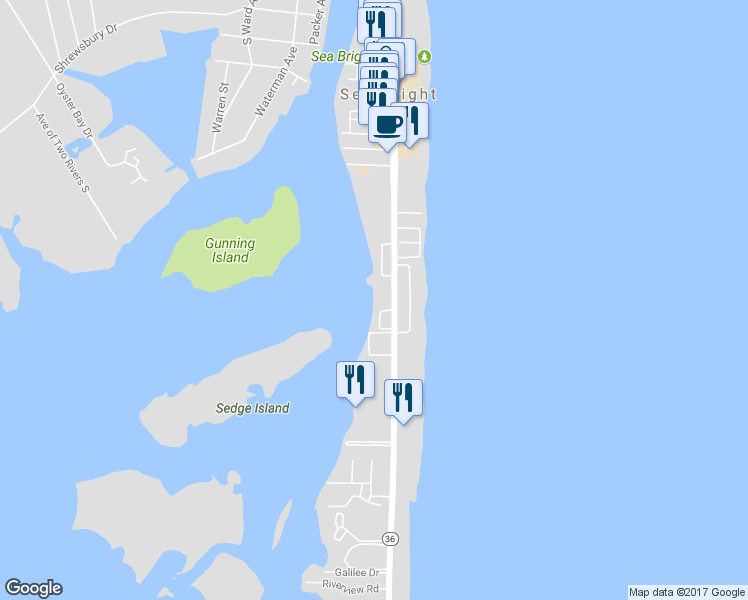 map of restaurants, bars, coffee shops, grocery stores, and more near 1306 Ocean Avenue in Sea Bright