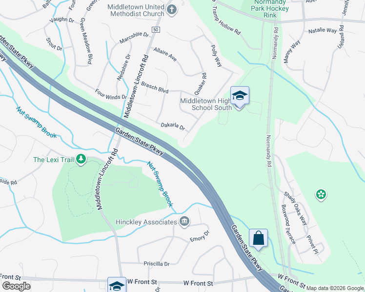 map of restaurants, bars, coffee shops, grocery stores, and more near 58 Blevins Avenue in Middletown Township