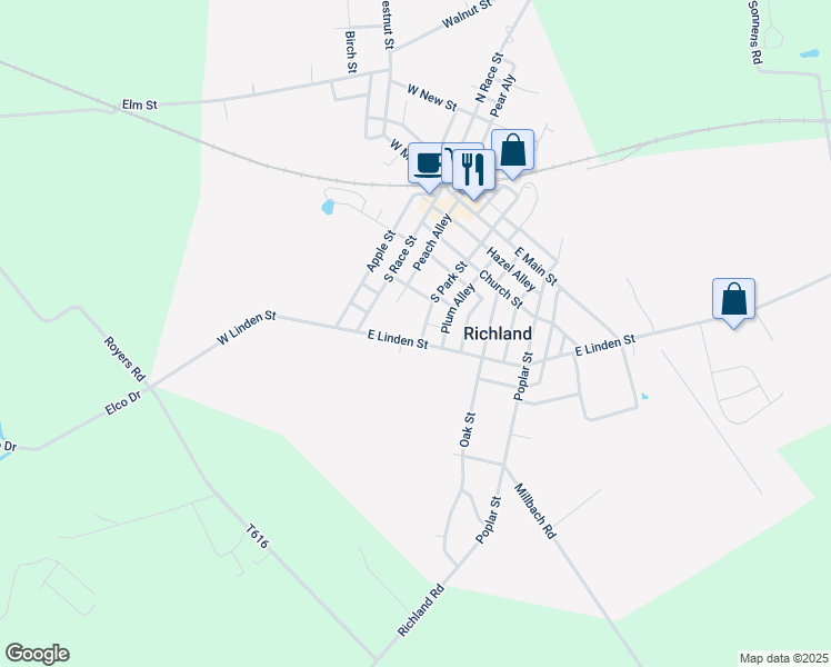 map of restaurants, bars, coffee shops, grocery stores, and more near 209 South Park Street in Richland