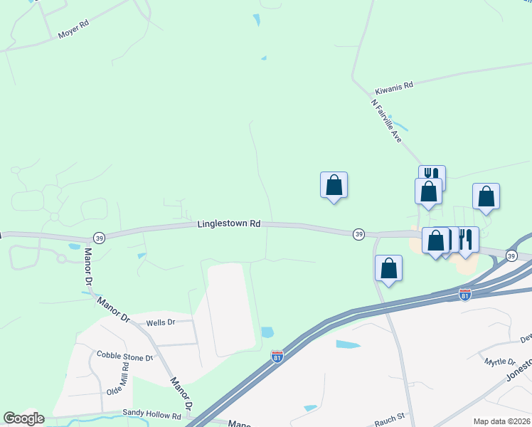 map of restaurants, bars, coffee shops, grocery stores, and more near 7548 Linglestown Road in Harrisburg