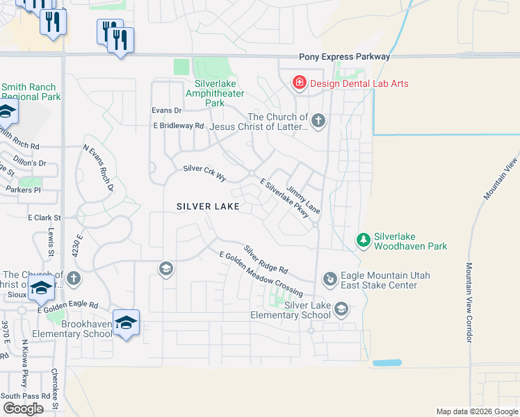 map of restaurants, bars, coffee shops, grocery stores, and more near 4787 Addison Avenue in Eagle Mountain