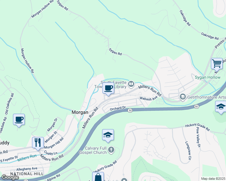 map of restaurants, bars, coffee shops, grocery stores, and more near 316 Meade Street in Morgan