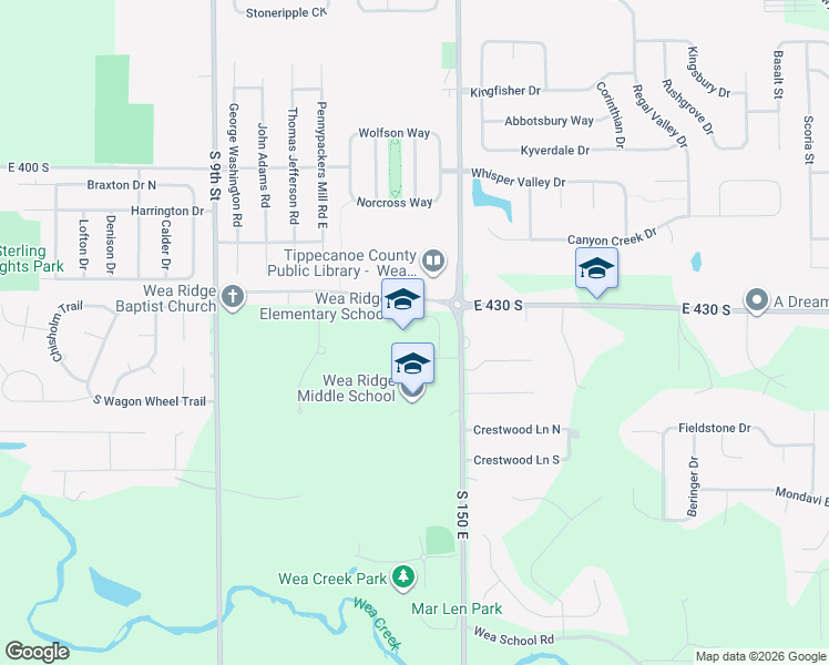 map of restaurants, bars, coffee shops, grocery stores, and more near 1333 East 430 South in Lafayette
