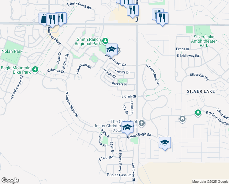map of restaurants, bars, coffee shops, grocery stores, and more near 3992 East Ofallons Way in Eagle Mountain