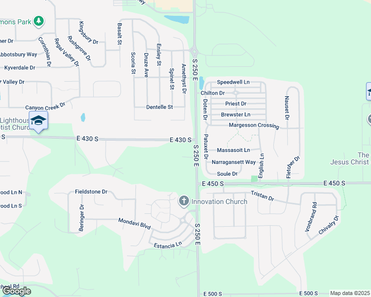 map of restaurants, bars, coffee shops, grocery stores, and more near 4330 South 250 East in Lafayette