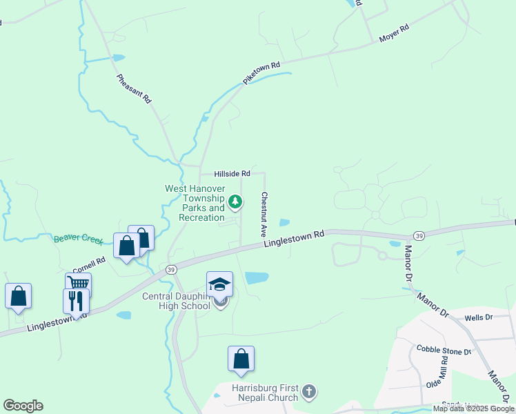 map of restaurants, bars, coffee shops, grocery stores, and more near 617 Walnut Avenue in Linglestown