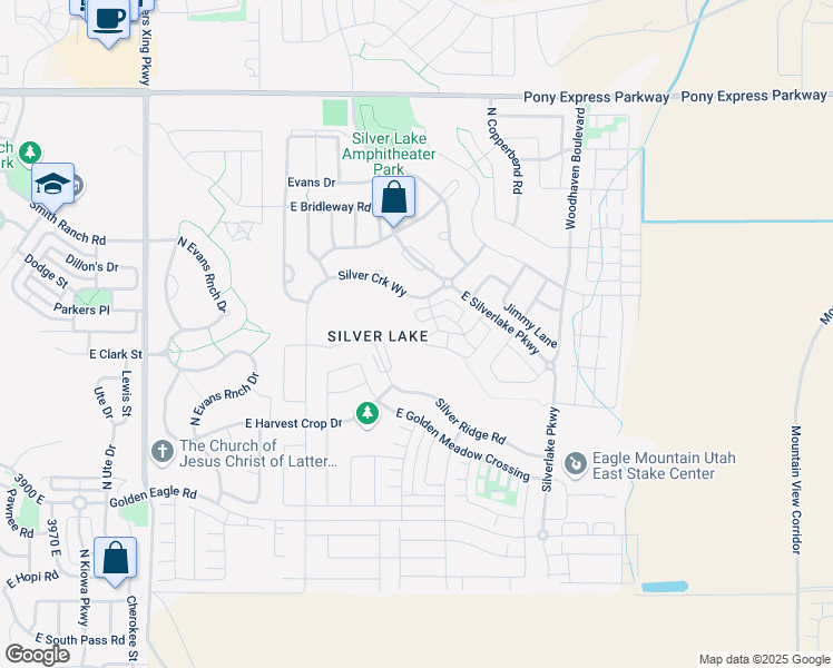 map of restaurants, bars, coffee shops, grocery stores, and more near 7513 Addison Avenue in Eagle Mountain