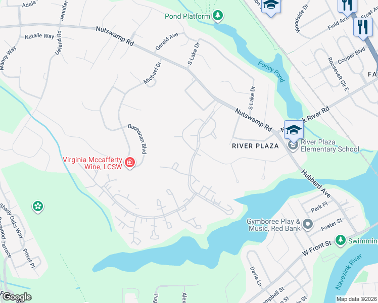 map of restaurants, bars, coffee shops, grocery stores, and more near 18 Rutland Court in Red Bank