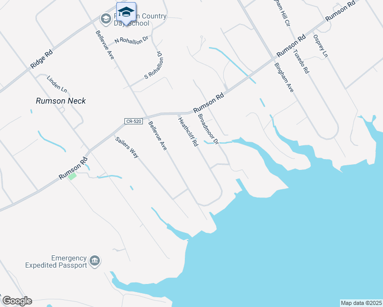 map of restaurants, bars, coffee shops, grocery stores, and more near 71 Bellevue Avenue in Rumson