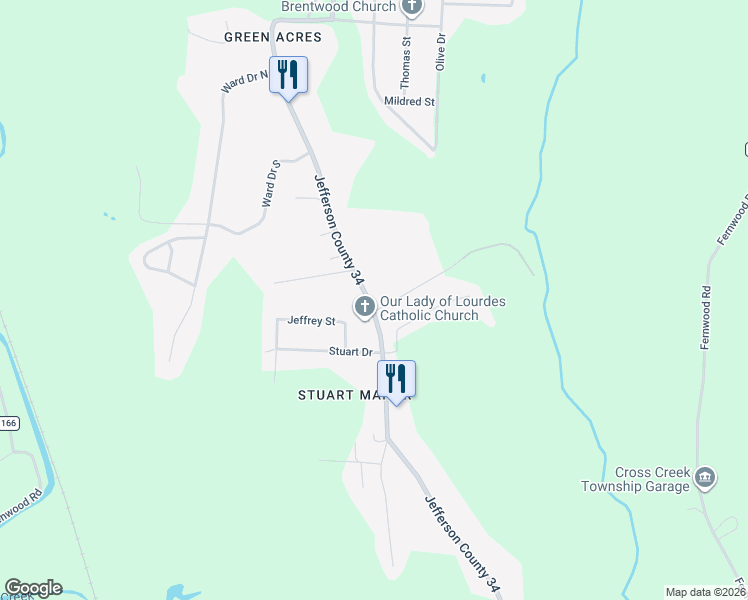 map of restaurants, bars, coffee shops, grocery stores, and more near 1521 Bantam Ridge Road in Steubenville