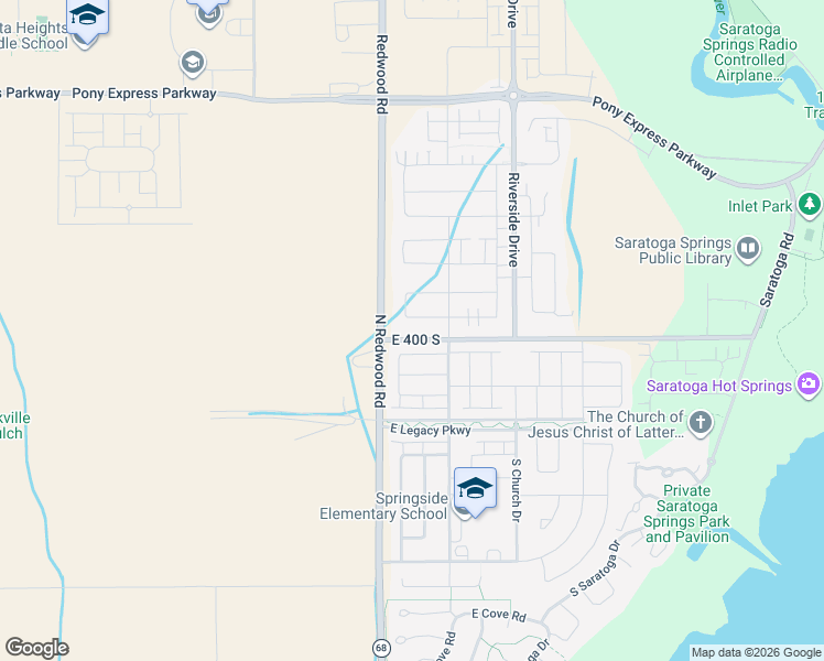 map of restaurants, bars, coffee shops, grocery stores, and more near 41 East Brushy Canyon Street in Saratoga Springs