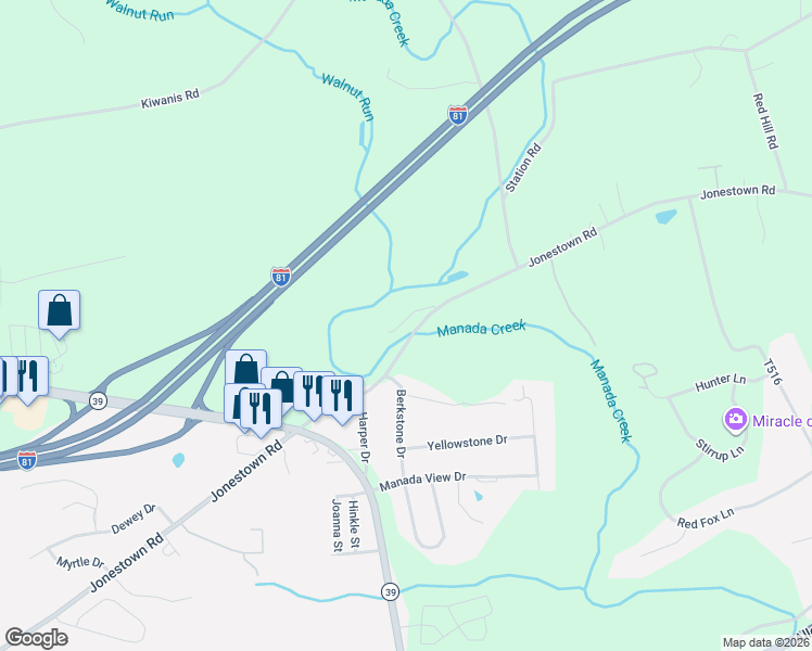 map of restaurants, bars, coffee shops, grocery stores, and more near 8077 Fox Mill Road in Harrisburg