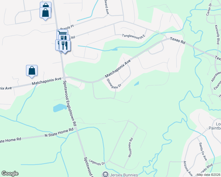 map of restaurants, bars, coffee shops, grocery stores, and more near 11 Stonegate Drive in Monroe Township
