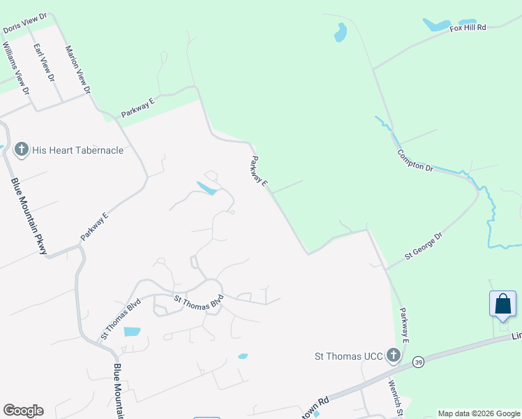 map of restaurants, bars, coffee shops, grocery stores, and more near 6550 Parkway East in Harrisburg