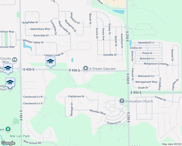 map of restaurants, bars, coffee shops, grocery stores, and more near 2131 East 430 South in Lafayette