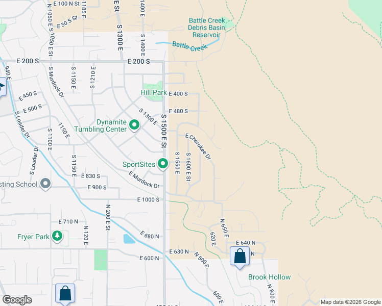 map of restaurants, bars, coffee shops, grocery stores, and more near 669 South 1600 East Street in Pleasant Grove