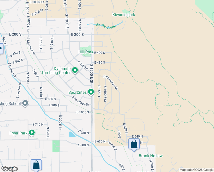 map of restaurants, bars, coffee shops, grocery stores, and more near 669 South 1600 East Street in Pleasant Grove