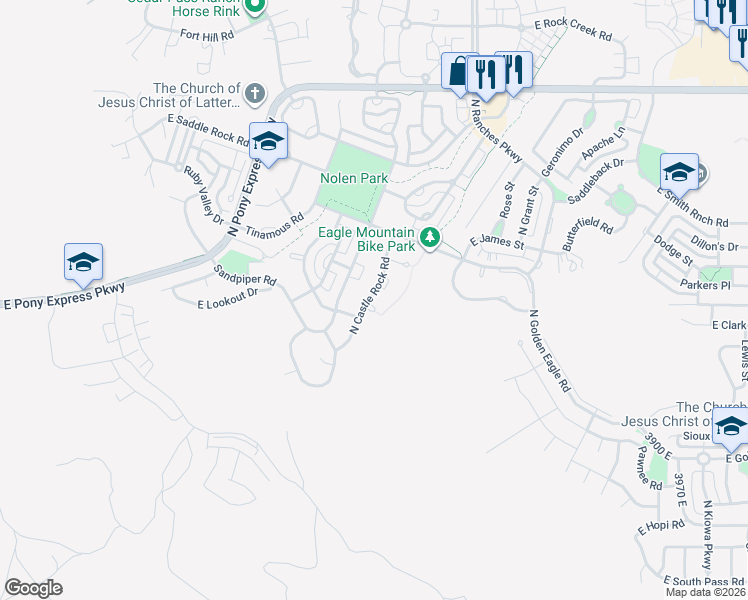 map of restaurants, bars, coffee shops, grocery stores, and more near 7578 Swansea Court in Lehi