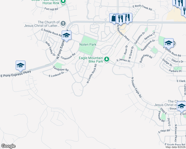 map of restaurants, bars, coffee shops, grocery stores, and more near 7578 Swansea Court in Lehi