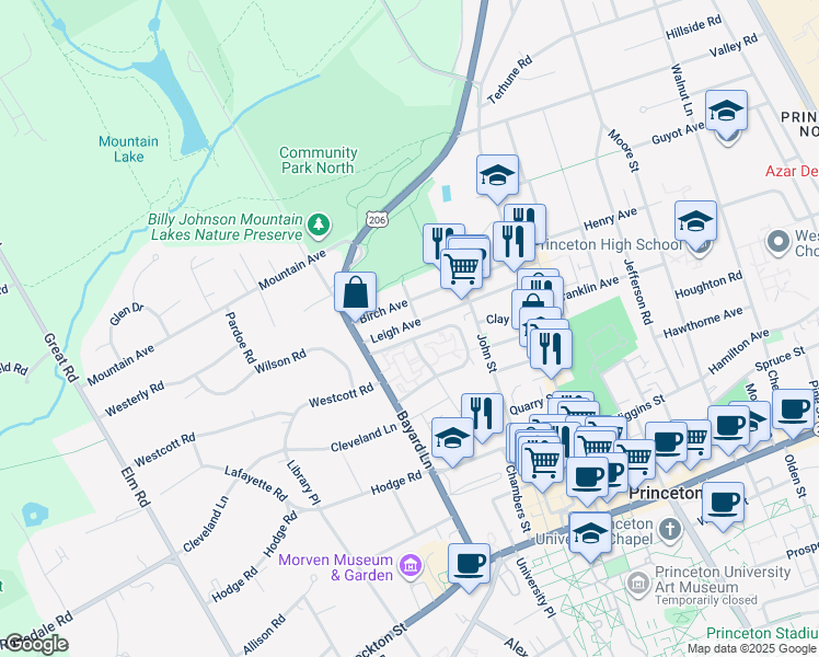 map of restaurants, bars, coffee shops, grocery stores, and more near 11 Race Street in Princeton