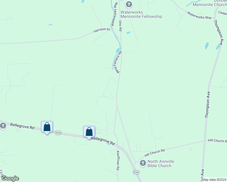 map of restaurants, bars, coffee shops, grocery stores, and more near 527 Ono Road in Annville