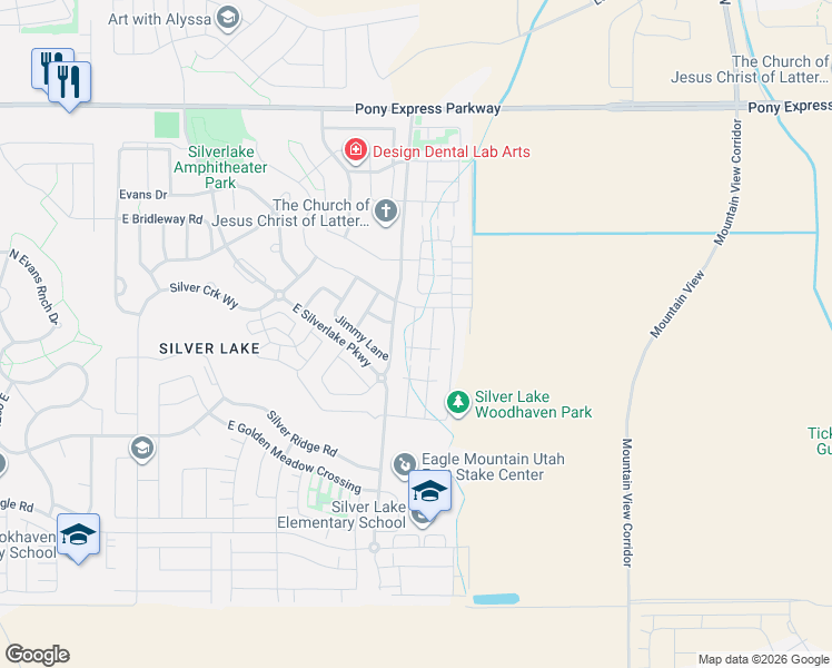 map of restaurants, bars, coffee shops, grocery stores, and more near 7502 North Cottage Lane in Eagle Mountain